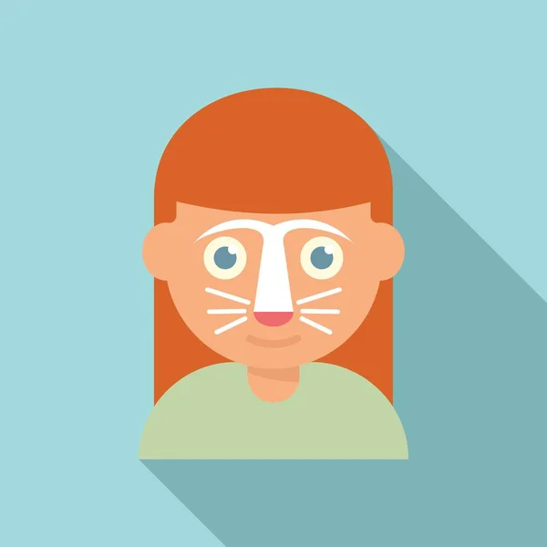 Chica gato máscara facial icono vector plano. Pintura infantil facial — Archivo Imágenes Vectoriales