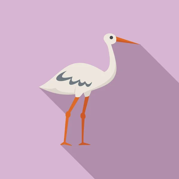 Baby stork icon flat vector. Japanese bird — Stock Vector