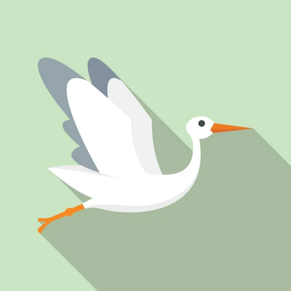 Born stork icon flat vector. Fly bird — Stock Vector