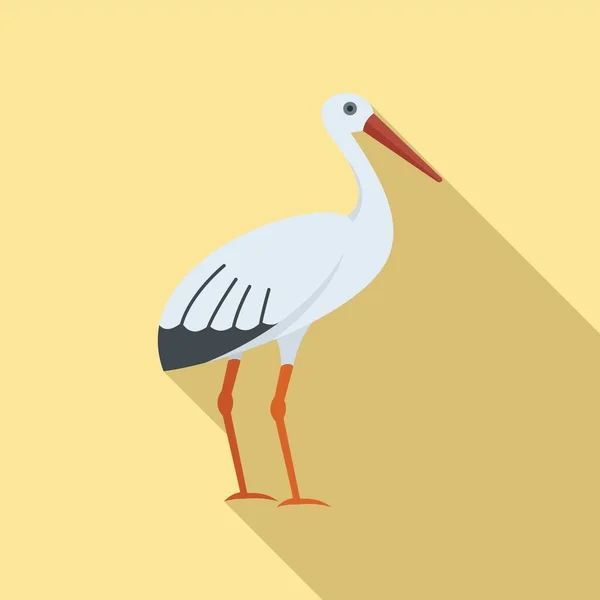 Плоский вектор иконы озера аист. Летучая птица — стоковый вектор