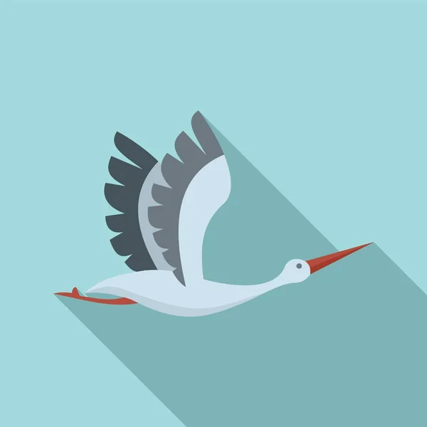 Delivery stork icon flat vector. Baby bird — Stock Vector