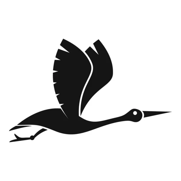 Niño icono cigüeña vector simple. Pájaro mosca — Vector de stock