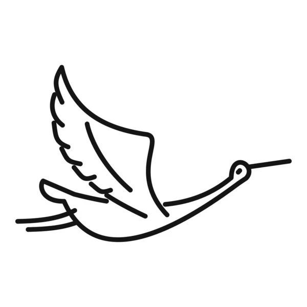 Ikona bociana gniazda zarys wektor. Ptak latający — Wektor stockowy