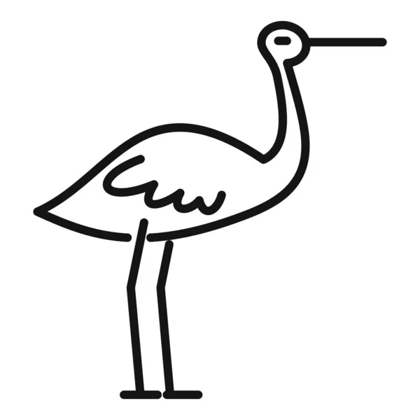 Stork branche icône contour vecteur. Bébé cigogne — Image vectorielle