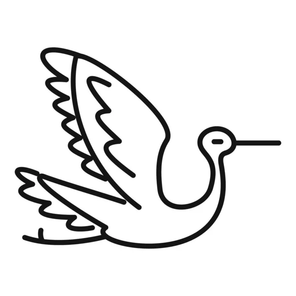 Livraison cigogne icône contour vecteur. Petit oiseau — Image vectorielle