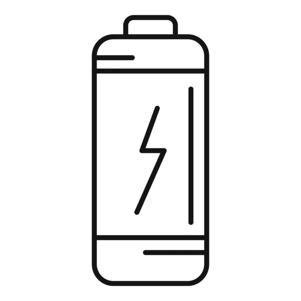 Vetor de contorno de ícone de bateria fraca. Telefone de energia —  Vetores de Stock