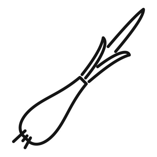 Scallion szczypiorek zarys ikony wektor. Cebula ziołowa — Wektor stockowy