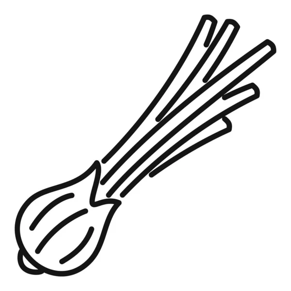 Corte chive icono contorno vector. Cebolla china — Archivo Imágenes Vectoriales
