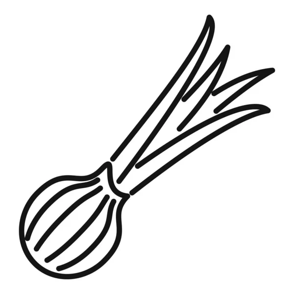 Vecteur de contour d'icône de légume ciboulette. Herbe chinoise — Image vectorielle