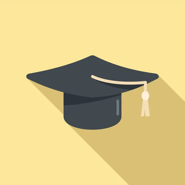 College graduation hat icon flat vector. School diploma — Stock Vector