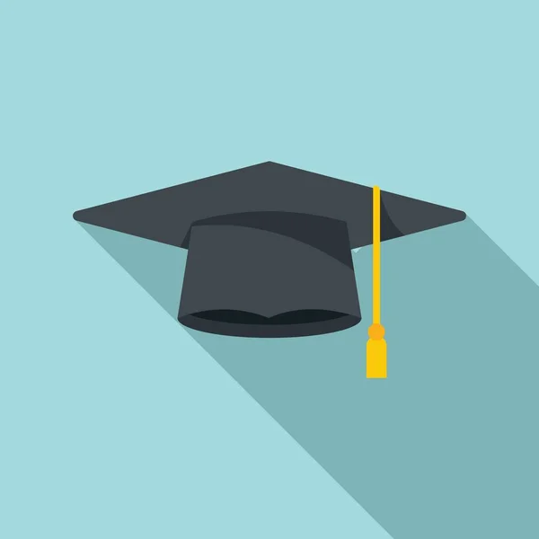 Académico sombrero de graduación icono vector plano. Tapa escolar — Vector de stock