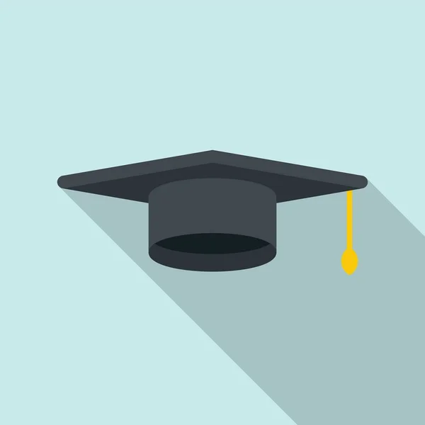 Logro graduación sombrero icono vector plano. Diploma universitario — Vector de stock