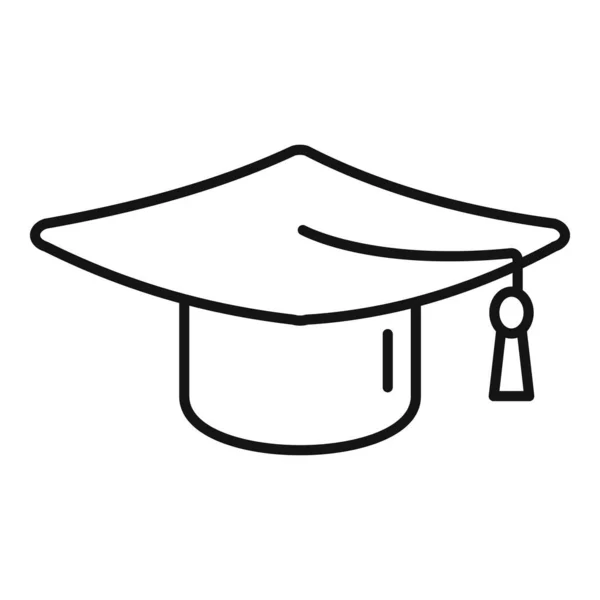 卒業帽子のアイコンの輪郭ベクトルを大学卒業。卒業証書 — ストックベクタ
