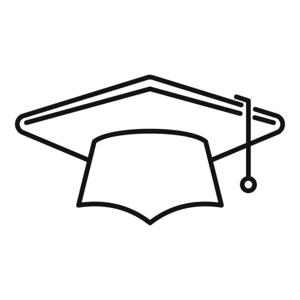 Academia sombrero de graduación icono contorno vector. Graduado escolar — Vector de stock