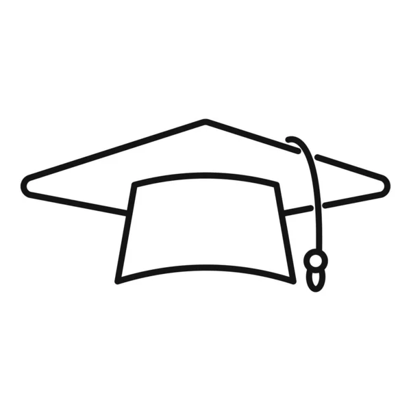 Diplômé chapeau icône contour vecteur. Collège scolaire — Image vectorielle