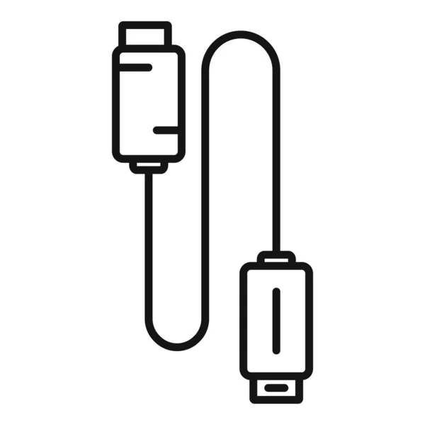 Chargeur USB câble icône contour vecteur. Téléphone de charge — Image vectorielle
