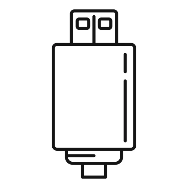 Cargador de pared icono contorno vector. USB móvil — Vector de stock