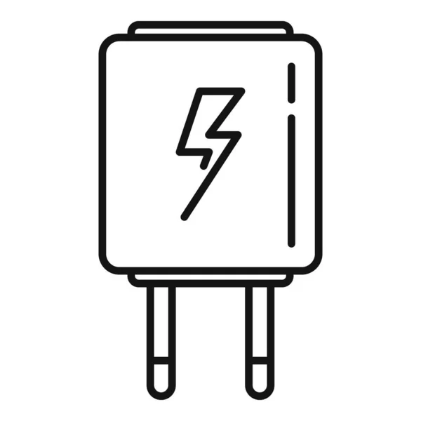 Chargeur électrique icône contour vecteur. Frais de téléphone — Image vectorielle