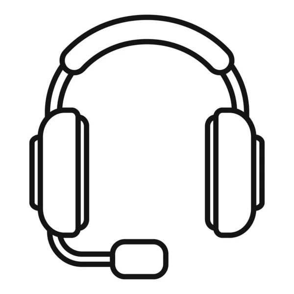 Umrissvektor des Headset-Symbols. Kopfhörermikrofon — Stockvektor