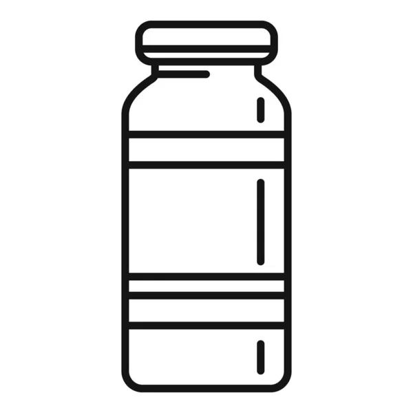 Vecteur de contour de bocal probiotique icône. Bactéries Lactobacilles — Image vectorielle