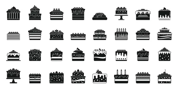 Kuchen-Symbole setzen einen einfachen Vektor. Sahnedessert — Stockvektor