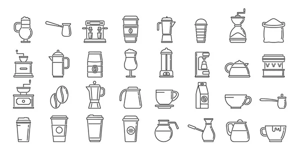 Los iconos del café establecen el vector de contorno. Café taza — Vector de stock