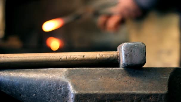 Blacksmith working closeup — Stock Video