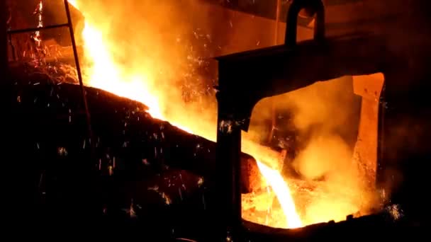 Foundry, melting iron in furnaces — Stock Video