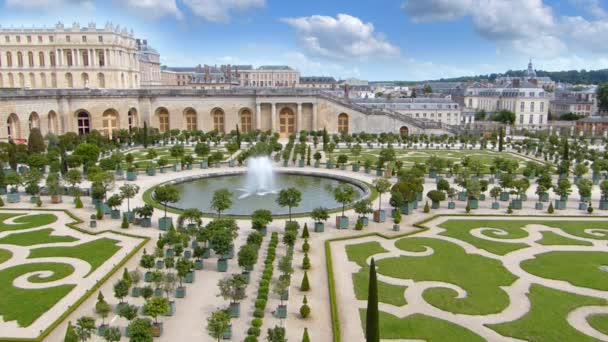 Версальский дворец, фонтан и сад в Париже Франция — стоковое видео