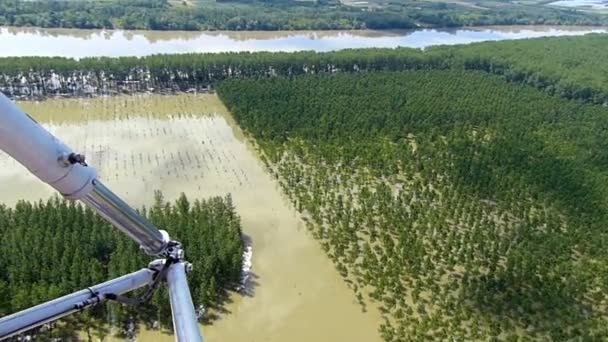 セルビアの川のサヴァの洪水の空撮 — ストック動画