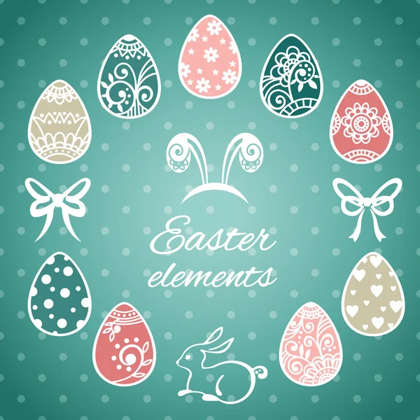 Set of cute Easter elements — Stock Vector