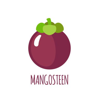 Beyaz arka plan üzerinde düz stil mangosteen simgesini