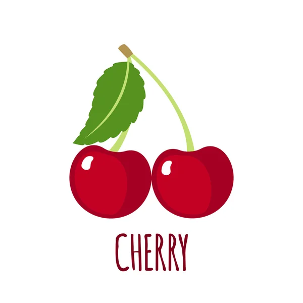 Cherry ikona w stylu płaskim na białym tle — Wektor stockowy