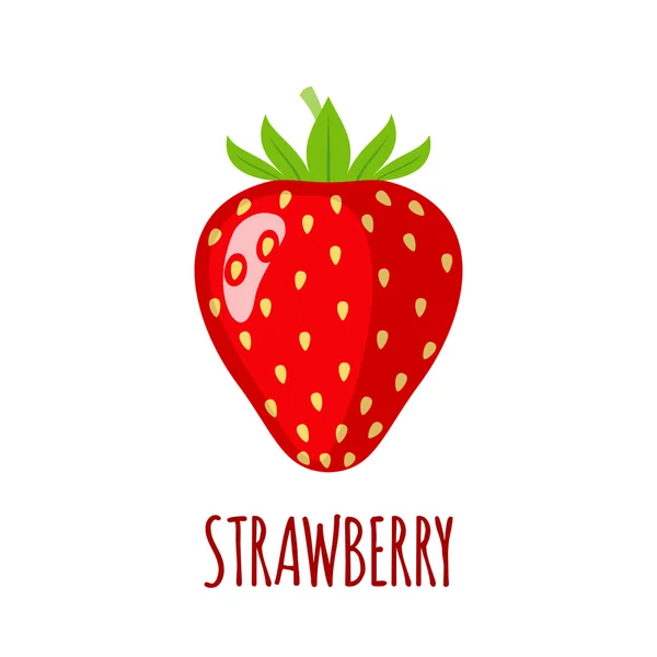Erdbeer-Symbol im flachen Stil auf weißem Hintergrund — Stockvektor