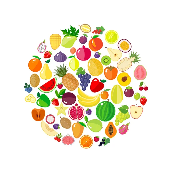 Fruits et baies en forme de cercle . — Image vectorielle