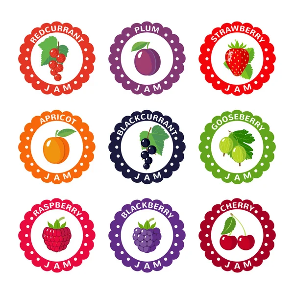 Ładny etykiety na konfitury jagodowe — Wektor stockowy