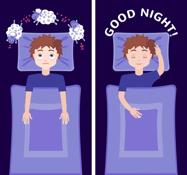 Sleep and insomnia concept. — Stock Vector