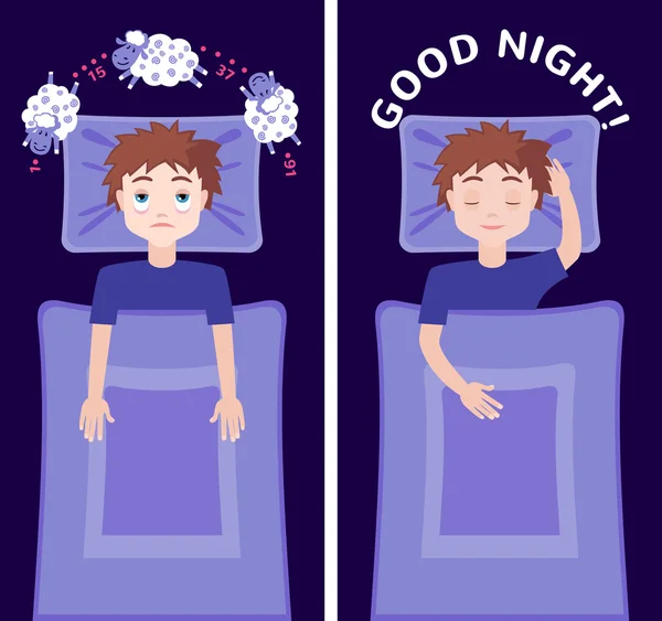 Konsep tidur dan insomnia . - Stok Vektor