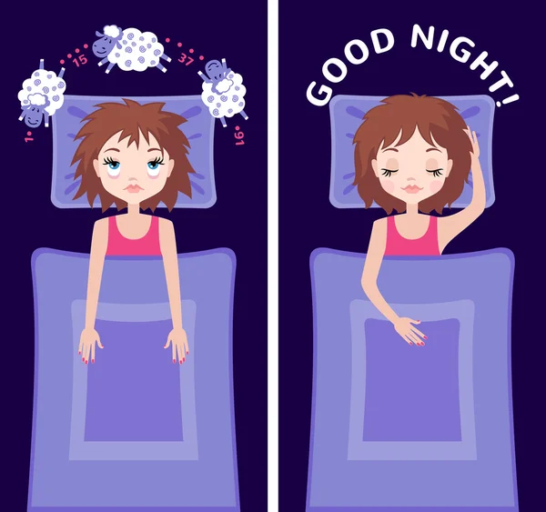 Concepto de sueño e insomnio . — Vector de stock