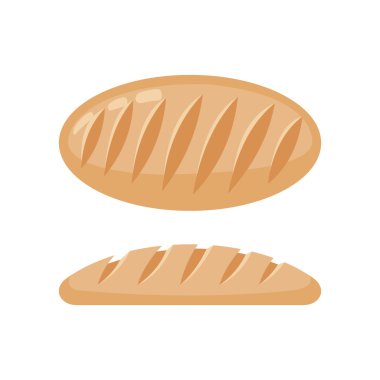 Beyaz arka plan üzerinde izole ekmek düz simgesi