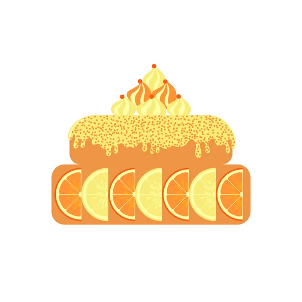 Icono de pastel de cítricos sobre fondo blanco — Vector de stock