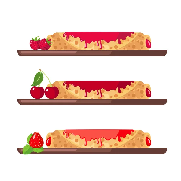 Reihe von süßen Pfannkuchen. — Stockvektor