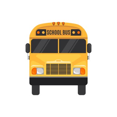 Okul otobüsü simgesi beyaz arka plan üzerinde.