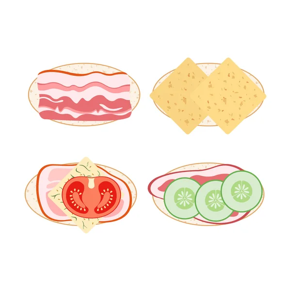 Набор икон бутербродов в плоском стиле — стоковый вектор