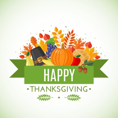 Şükran Günü tebrik kartı düz tarzı.