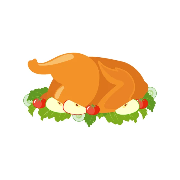 Dinde frite ou icône de poulet dans un style plat . — Image vectorielle