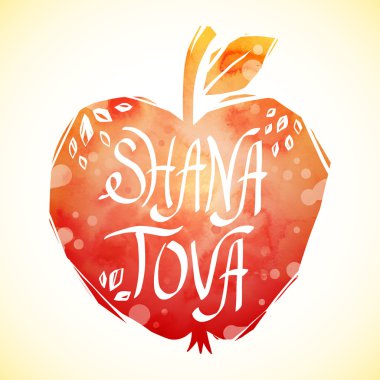 Rosh Hashanah tebrik kartı apple ile.