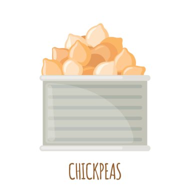 Beyaz arkaplanda izole edilmiş nohut konservesi ikonu. Vektör illüstrasyonu.