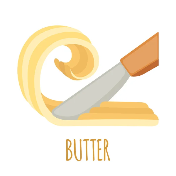 Knife Butter Icon Flat Style Isolated White Background Vector Illustration — Stock Vector