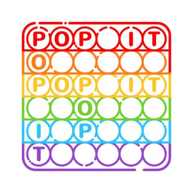 Stres önleyici son moda oyuncaklar. Beyaz arka planda izole edilmiş sanat tarzında hareket ettir. Köpüklü çocuklar için kare el oyuncağı. Vektör illüstrasyonu.